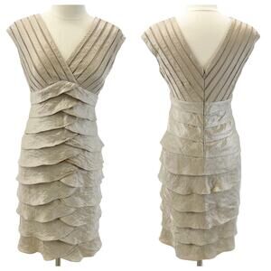 Adrianna Papell Women 8 Metallic Iridescent Tiered Cocktail Dress Holiday NYE